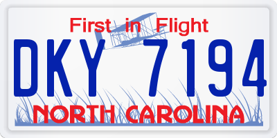 NC license plate DKY7194