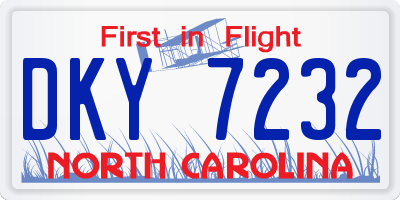 NC license plate DKY7232