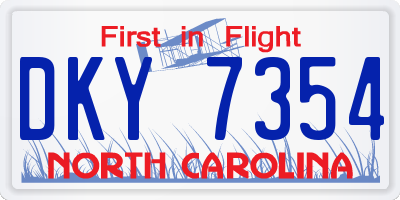 NC license plate DKY7354