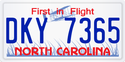 NC license plate DKY7365