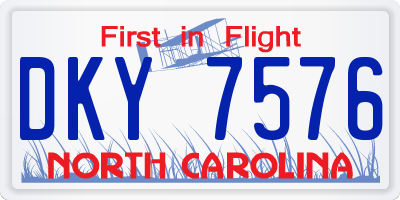 NC license plate DKY7576