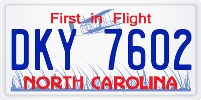 NC license plate DKY7602