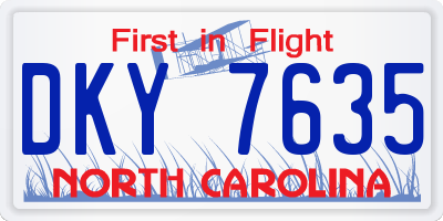 NC license plate DKY7635