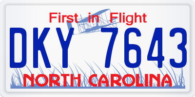 NC license plate DKY7643