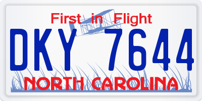 NC license plate DKY7644