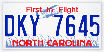 NC license plate DKY7645