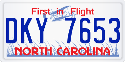 NC license plate DKY7653