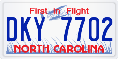NC license plate DKY7702