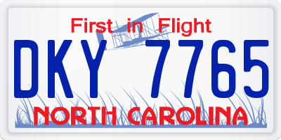 NC license plate DKY7765