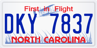 NC license plate DKY7837