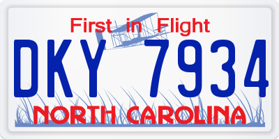 NC license plate DKY7934