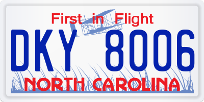 NC license plate DKY8006