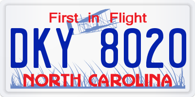NC license plate DKY8020
