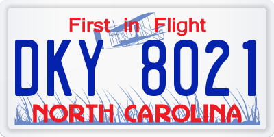 NC license plate DKY8021