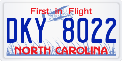 NC license plate DKY8022