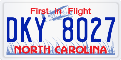 NC license plate DKY8027