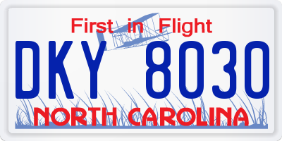 NC license plate DKY8030