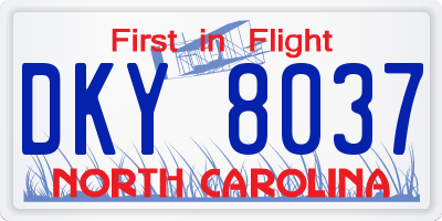 NC license plate DKY8037