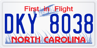NC license plate DKY8038