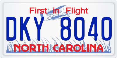 NC license plate DKY8040