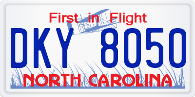 NC license plate DKY8050