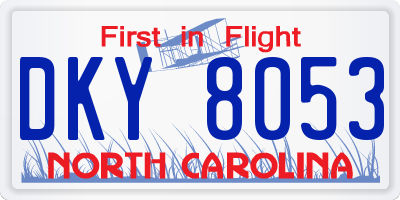 NC license plate DKY8053