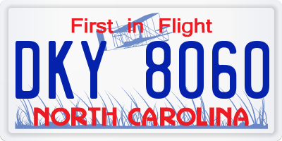 NC license plate DKY8060