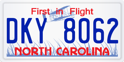 NC license plate DKY8062