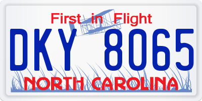 NC license plate DKY8065
