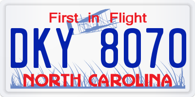 NC license plate DKY8070