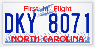 NC license plate DKY8071