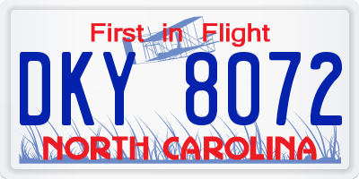 NC license plate DKY8072