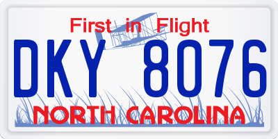 NC license plate DKY8076