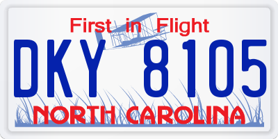 NC license plate DKY8105