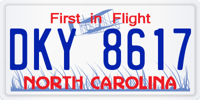 NC license plate DKY8617