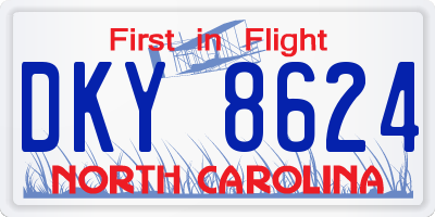NC license plate DKY8624