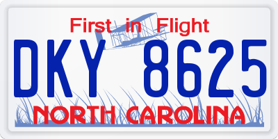 NC license plate DKY8625
