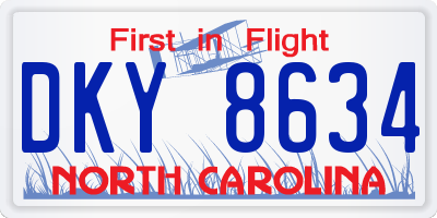 NC license plate DKY8634