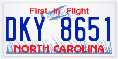 NC license plate DKY8651
