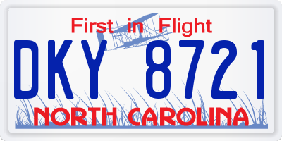 NC license plate DKY8721