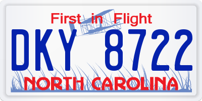 NC license plate DKY8722