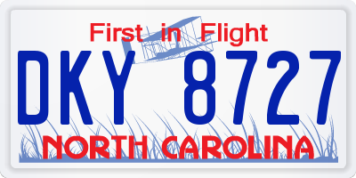 NC license plate DKY8727