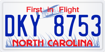 NC license plate DKY8753