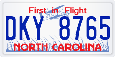 NC license plate DKY8765