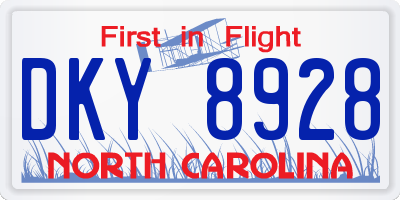 NC license plate DKY8928