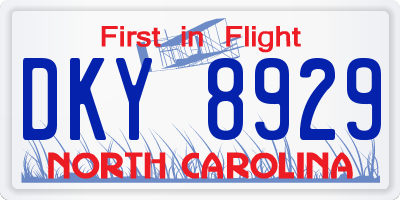 NC license plate DKY8929