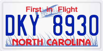 NC license plate DKY8930