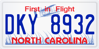 NC license plate DKY8932