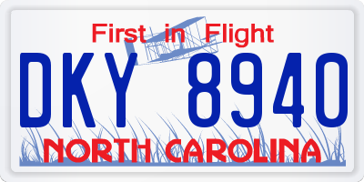 NC license plate DKY8940