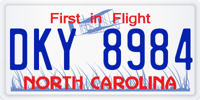 NC license plate DKY8984
